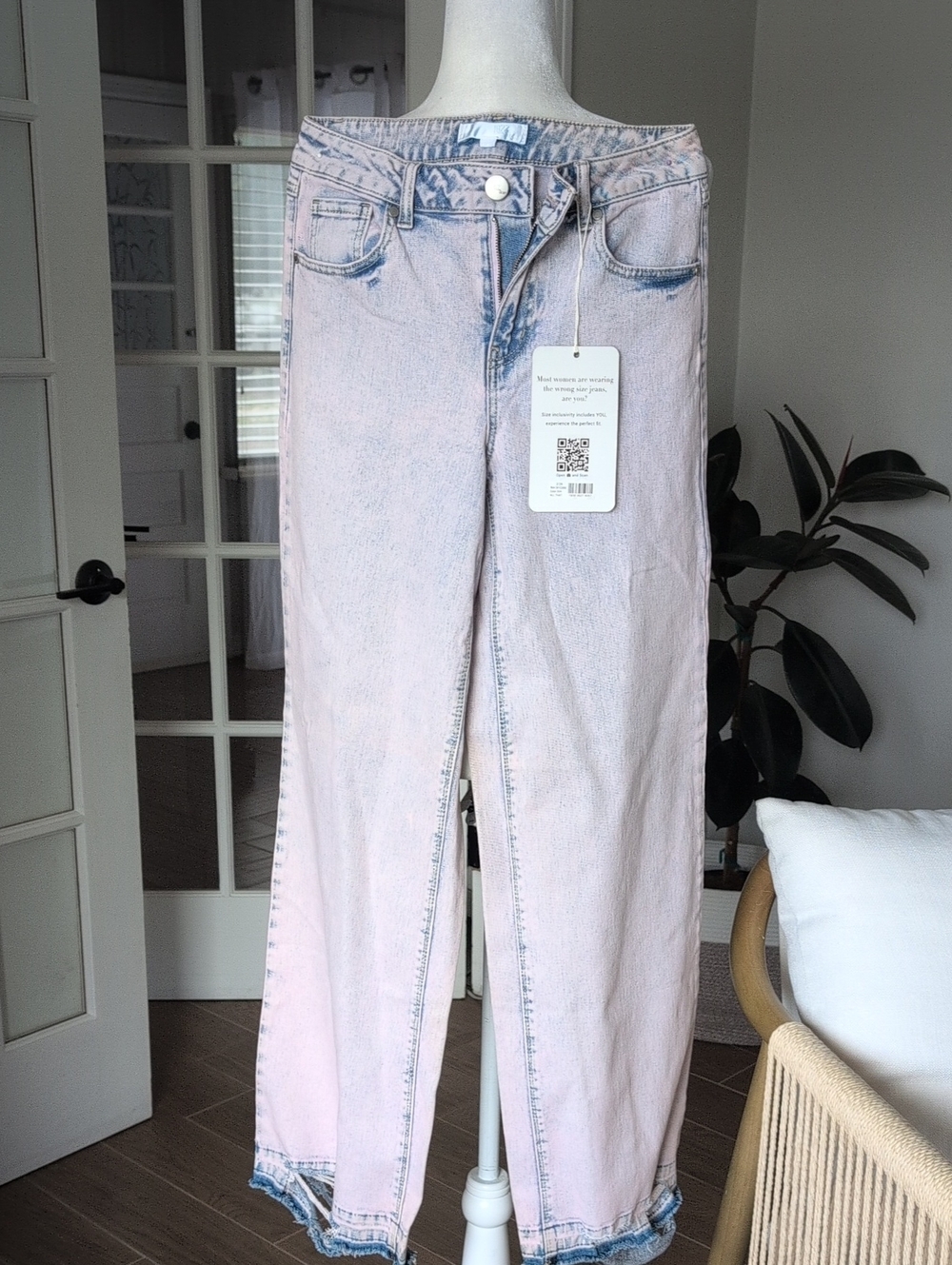 NWT 1822 High-Rise Wide Leg Pink Acid Washed Women’s Jeans 26